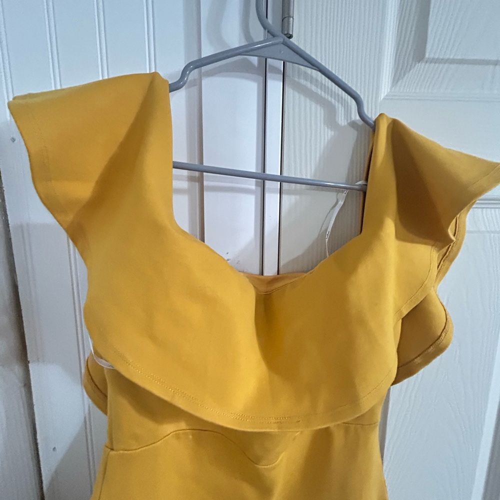 Lulu's Golden Ruffle Holiday Mini Dress - Picture 3 of 10